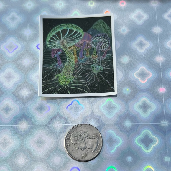 Connected Magic Mushroom Shrooms Nature Art Accent Decor Single Sticker - Picture 2 of 3